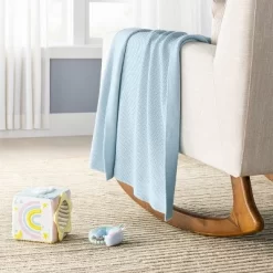 Seed Stitch Sweater Knit Baby Blanket - Light Blue - Cloud Island™