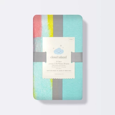 Fitted Jersey Crib Sheet 2pk - Cloud Island™ Brushstrokes And Solid Aqua 3 Fitted Jersey Crib Sheet 2pk - Cloud Island™ Brushstrokes And Solid Aqua - Image 3