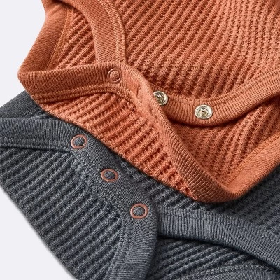 Baby 3pk Waffle Long Sleeve Bodysuit - Cloud Island™ Orange 3 Baby 3pk Waffle Long Sleeve Bodysuit - Cloud Island™ Orange - Image 3