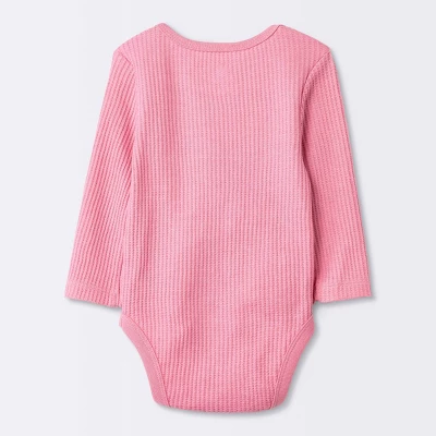 Baby Girls' 3pk Long Sleeve Waffle Bodysuit - Cloud Island™ Pink 1 Baby Girls' 3pk Long Sleeve Waffle Bodysuit - Cloud Island™ Pink