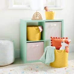 Quilted Fabric Small Round Storage Basket - Yellow - Cloud Island™