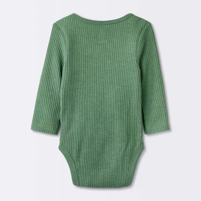 Baby 3pk Long Sleeve Waffle Bodysuit - Cloud Island™ Green 1 Baby 3pk Long Sleeve Waffle Bodysuit - Cloud Island™ Green
