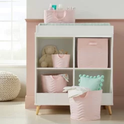 Quilted Fabric Cube Storage Bin - Light Pink - Cloud Island™