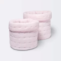Quilted Gauze Medium Round Storage Bin - Cloud Island™ Pink Stripe 5 Quilted Gauze Medium Round Storage Bin - Cloud Island™ Pink Stripe -Cloud Island™ GUEST ac06777e 2a05 4350 b393 154caf98aaa3