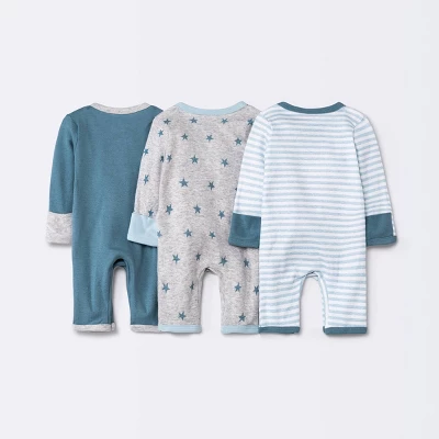 Baby Boys' 3pk Basic Romper - Cloud Island™ Sky Blue Preemie 1 Baby Boys' 3pk Basic Romper - Cloud Island™ Sky Blue Preemie