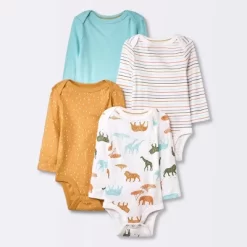 Baby 4pk Safari Animals Long Sleeve Bodysuit - Cloud Island™ -Cloud Island™ GUEST c9e61651 f9b0 4189 96ab faa1c05ab83b