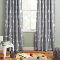 Blackout Curtain Panel Trees - Cloud Island Gray