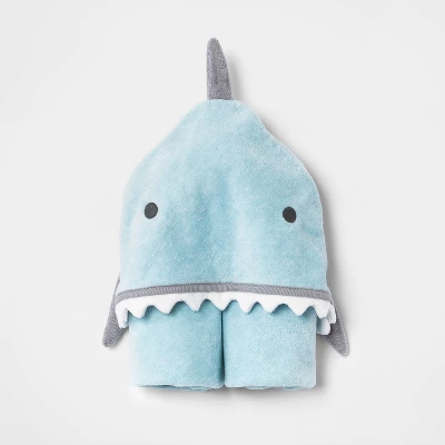 Baby Boys' Critter Shark Hooded Towel - Cloud Island™ Blue 1 Baby Boys' Critter Shark Hooded Towel - Cloud Island™ Blue